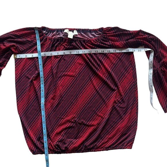 Michael Michael Kors red with navy blue polka dot peasant style blouse Size S - Picture 12 of 13